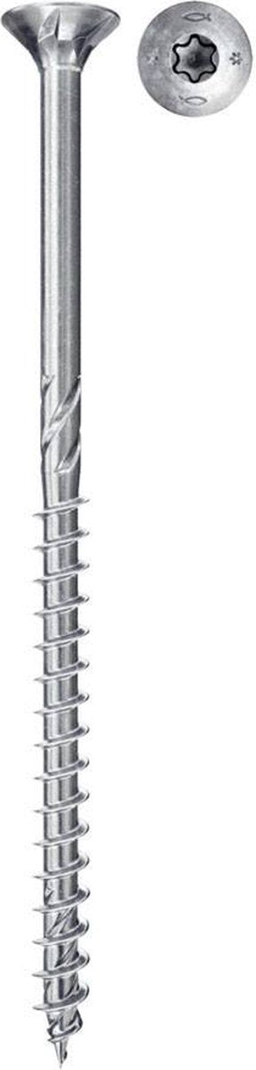Fischer 670376 spaanplaatschroef power-fast ii 5,0 x 50 tx20 - verzonken kop - deeldraad - blauw verzinkt (200st)