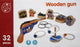 Houten geweer schiet de stiekjes om de paal of schiet de figuurtjes om