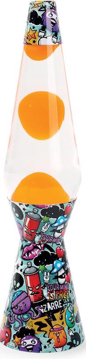 I-total lavalamp - lava lamp - sfeerlamp - 40x9.2 cm - glas aluminium - 30w - urban graffiti - xl1774