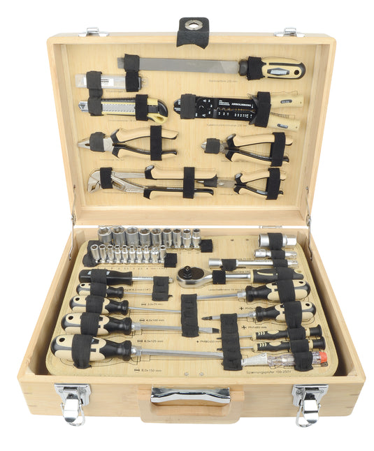 Brüder mannesmann gereedschapset bamboe koffer 108 dlg - 29002
