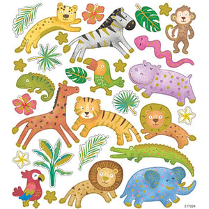Creativ company stickers - wilde dieren stickervel - diy plakstickers - creatieve hobby stickers - formaat 15x16,5 cm - safari thema - decoratieve stickers - dieren knutselen