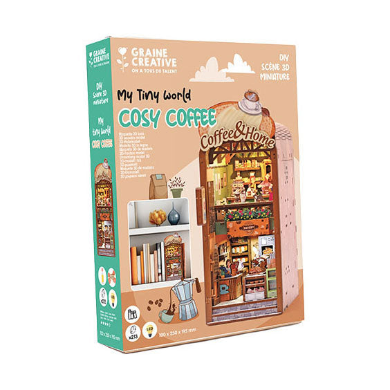 Load image into Gallery viewer, Graine creative graine 3d scene cosy coffee book nook modelbouwpakket
