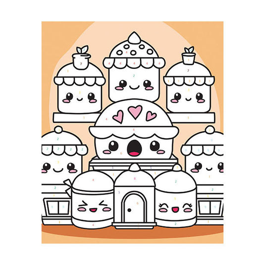 Graine creative graine schilderen op nummer set kawaii cakes - incl. acrylverf en penseel