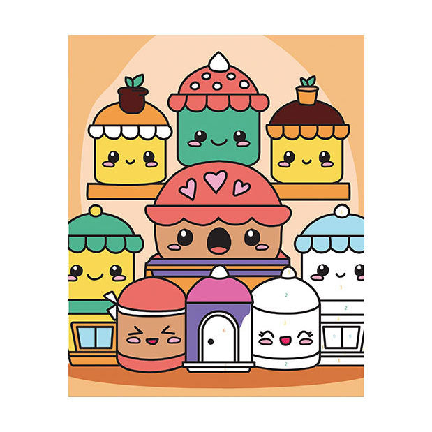 Load image into Gallery viewer, Graine creative graine schilderen op nummer set kawaii cakes - incl. acrylverf en penseel
