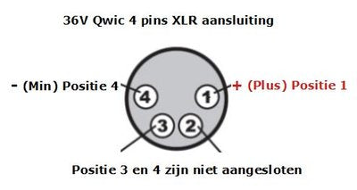 Acculader XLR 4-pins Neutrik - o.a. Quick - 36 Volt 2 Ah