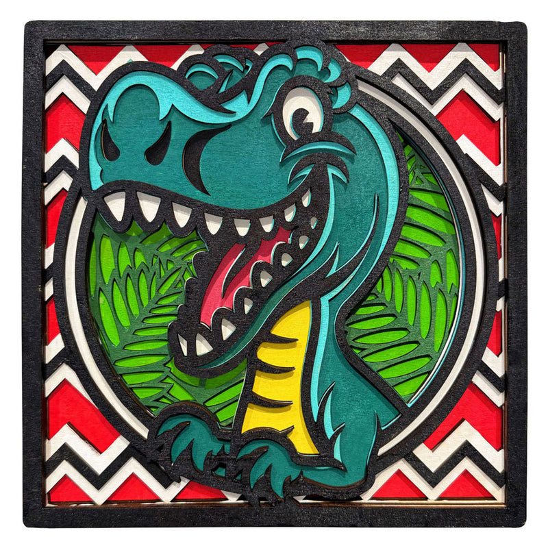 Load image into Gallery viewer, Splat planet wood art knutselset dino
