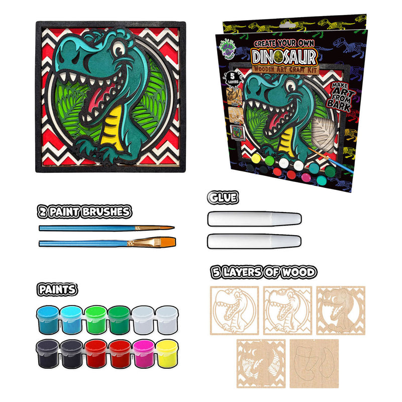 Load image into Gallery viewer, Splat planet wood art knutselset dino
