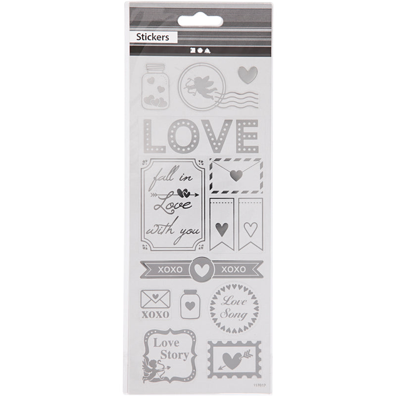 Load image into Gallery viewer, Creativ company https: www.cchobby.nl stickers-love-vel-10x24-cm-ca-14-stuk-zilver-1-vel
