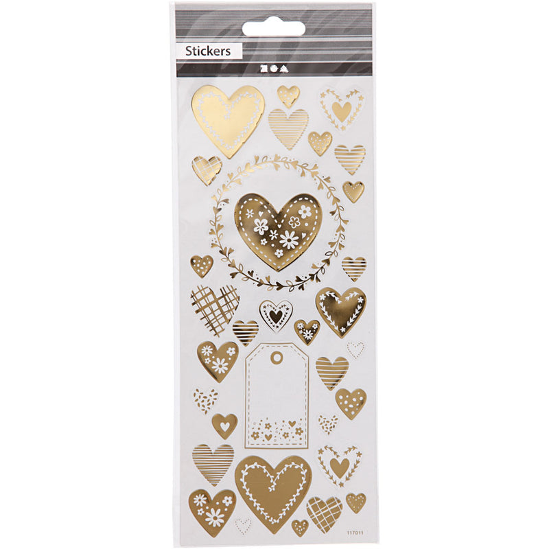 Afbeelding laden in galerijviewer, Https: www.cchobby.nl stickers-harten-vel-10x24-cm-ca-33-stuk-goud-1-vel

