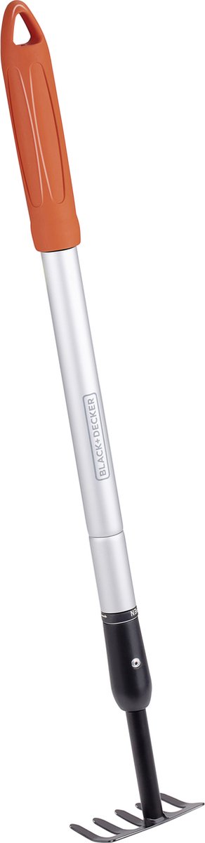 Black+decker tuinhark 5-tands - verstelbaar 66 tot 100 cm - koolstofstaal, glasvezel en pvc - oranje zwart