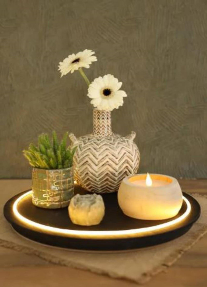 Load image into Gallery viewer, Ideas 4 seasons houten plaat met neonlicht ã˜28x2,6 cm touch bediening zwart
