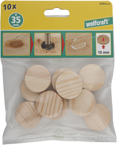 Wolfcraft conusplaatjes | ø35mm | 10 stuks - 2944000