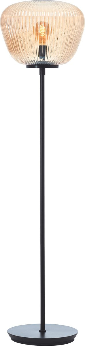 Brilliant kaizen - vloerlamp - glas - 1xe27 max 40w - amber zwart