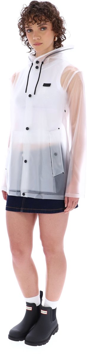 Hunter izzy pu hooded jacket clear matte - maat m