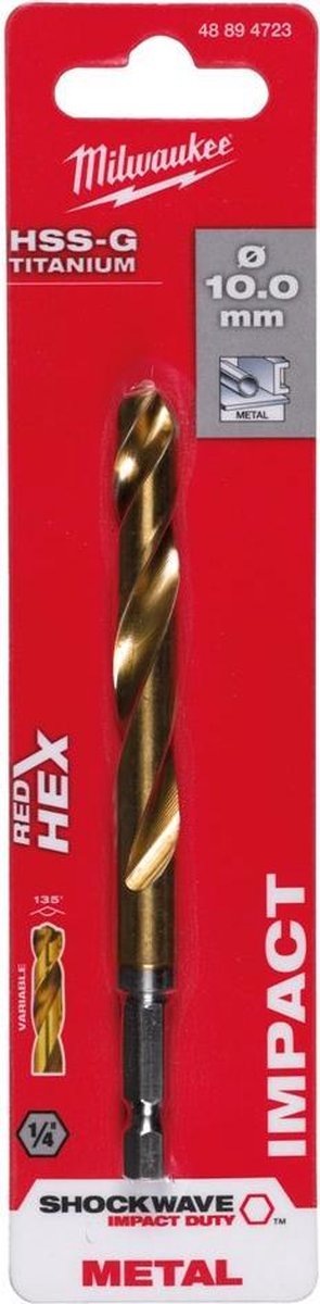 Milwaukee metaalboor shockwave hss-g tin red hex shockwave hss-g tin red hex 11 mm - 1 st - 48894725