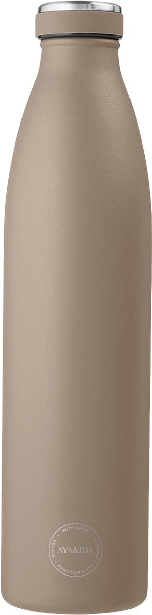 Aya ida aya ida - drinking bottle - thermosfles - drinkfles - waterfles - to go - 1000ml - dusty brown nieuw!