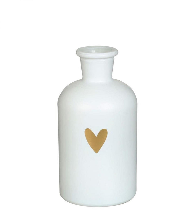 Load image into Gallery viewer, Ideas 4 seasons riga vaas glas wit met gouden hart ã˜7xh12cm
