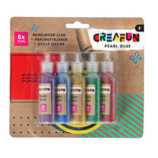 Creafun lijm parelmoer 5 x 25 ml 2 assorti | 6 stuks