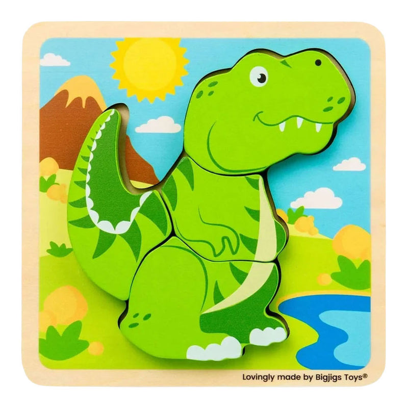 Load image into Gallery viewer, Bigjigs houten vormenpuzzel t-rex - 4st.
