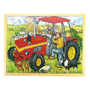 Bigjigs houten legpuzzel tractor - 20st.