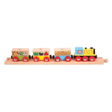 Bigjigs houten groenten en fruit trein - 6dlg.