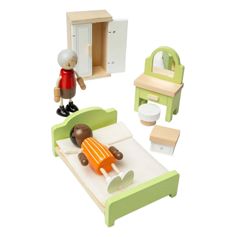 Load image into Gallery viewer, Bigjigs houten poppenhuis meubels slaapkamer - 5dlg.
