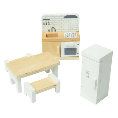 Bigjigs houten poppenhuis meubels keuken - 5dlg.