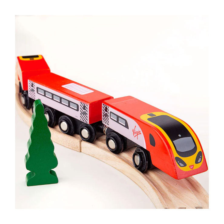 Load image into Gallery viewer, Bigjigs houten trein virgin pendolino - 5dlg.
