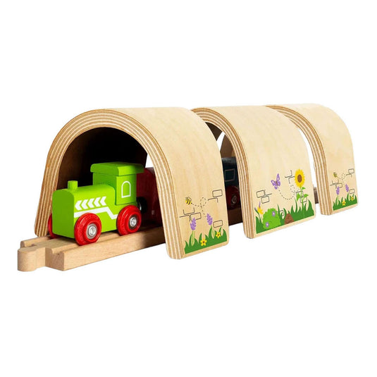 Bigjigs houten treintunnel - 3dlg.