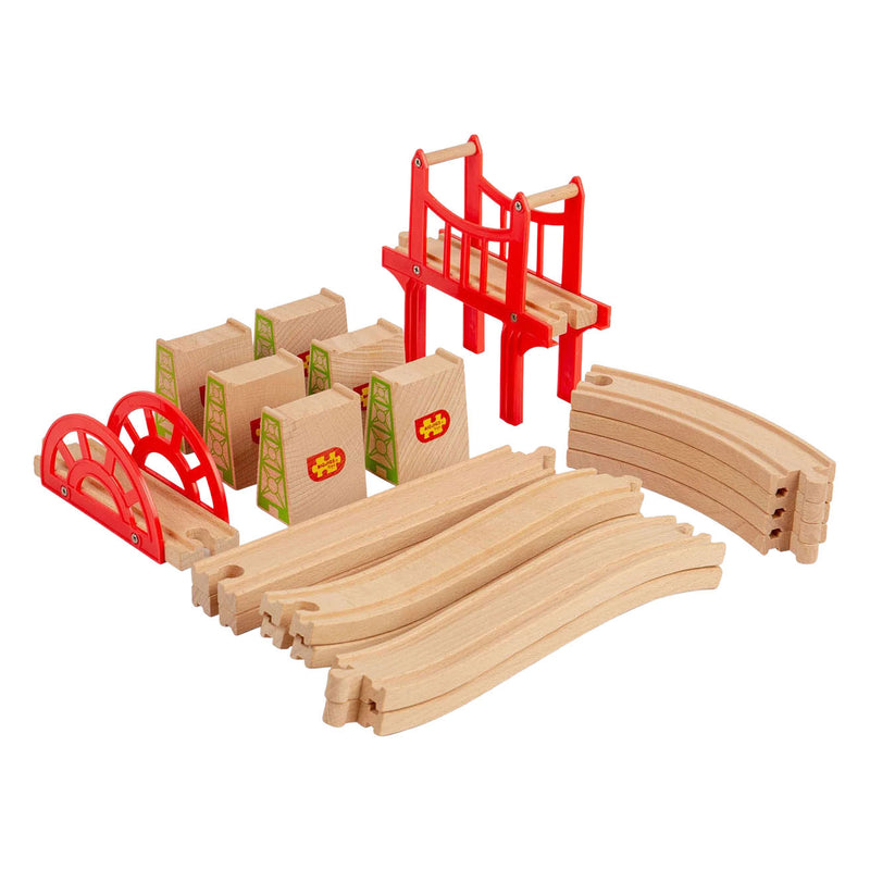 Load image into Gallery viewer, Bigjigs houten rails - bruggen uitbreiding set - 18dlg.
