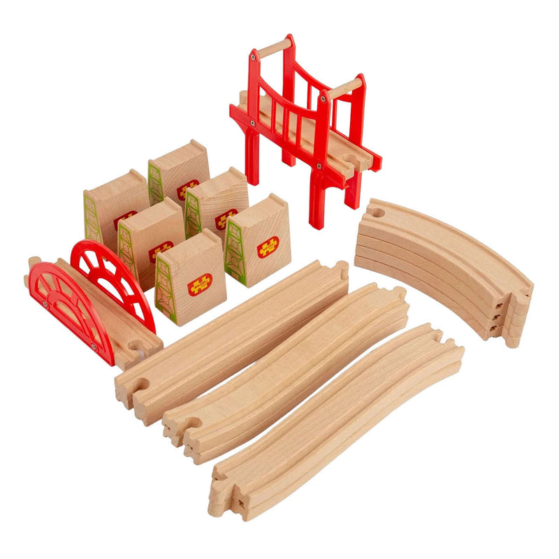 Load image into Gallery viewer, Bigjigs houten rails - bruggen uitbreiding set - 18dlg.
