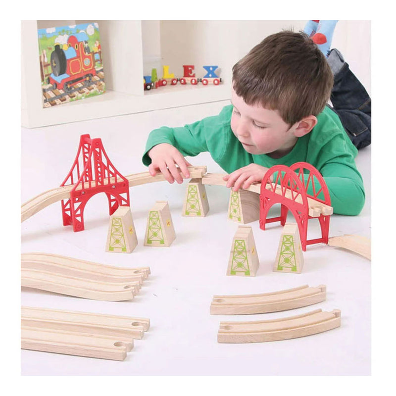 Load image into Gallery viewer, Bigjigs houten rails - bruggen uitbreiding set - 18dlg.
