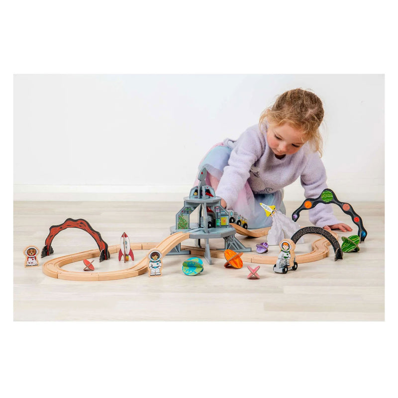 Load image into Gallery viewer, Bigjigs houten treinset ruimtevaart - 40dlg.

