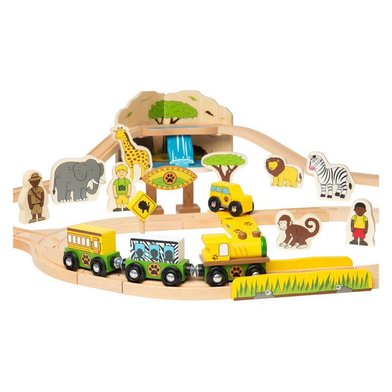 Load image into Gallery viewer, Bigjigs houten treinset safari - 38dlg.
