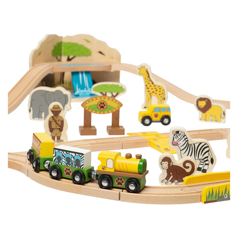 Load image into Gallery viewer, Bigjigs houten treinset safari - 38dlg.
