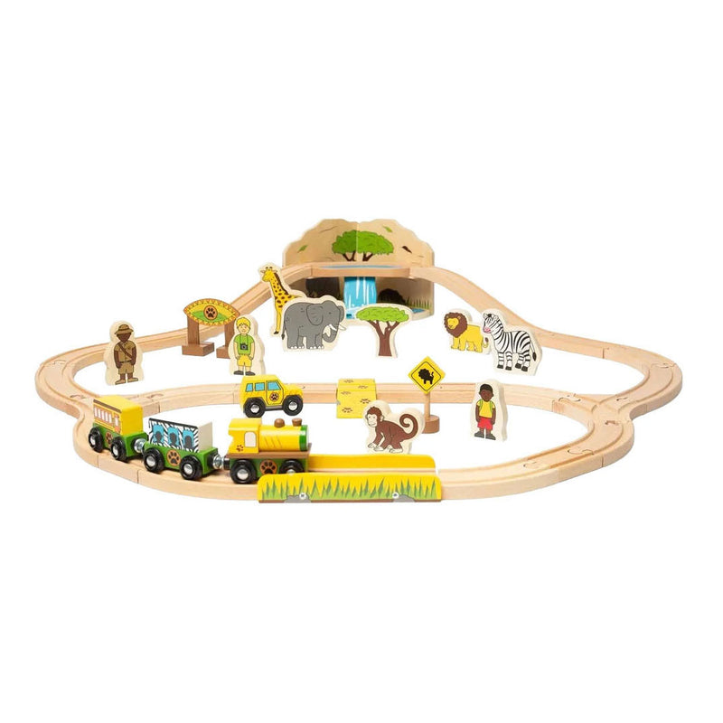 Load image into Gallery viewer, Bigjigs houten treinset safari - 38dlg.
