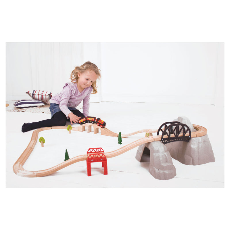 Load image into Gallery viewer, Bigjigs houten rails - rocky mountain uitbreidingsset, 12dlg.
