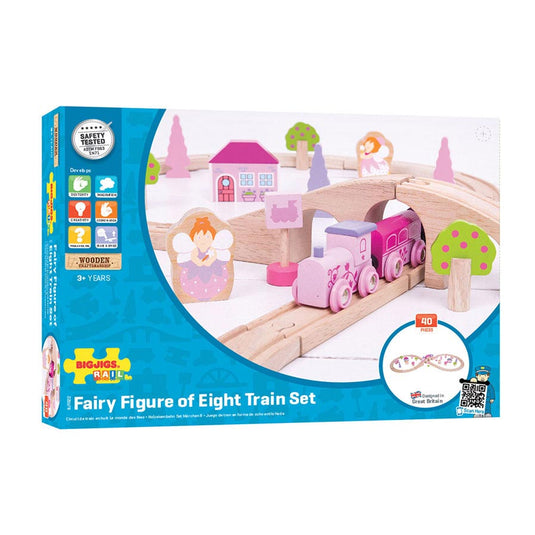 Bigjigs houten treinset roze 40-delig