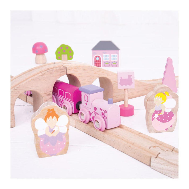 Load image into Gallery viewer, Bigjigs houten treinset roze 40-delig
