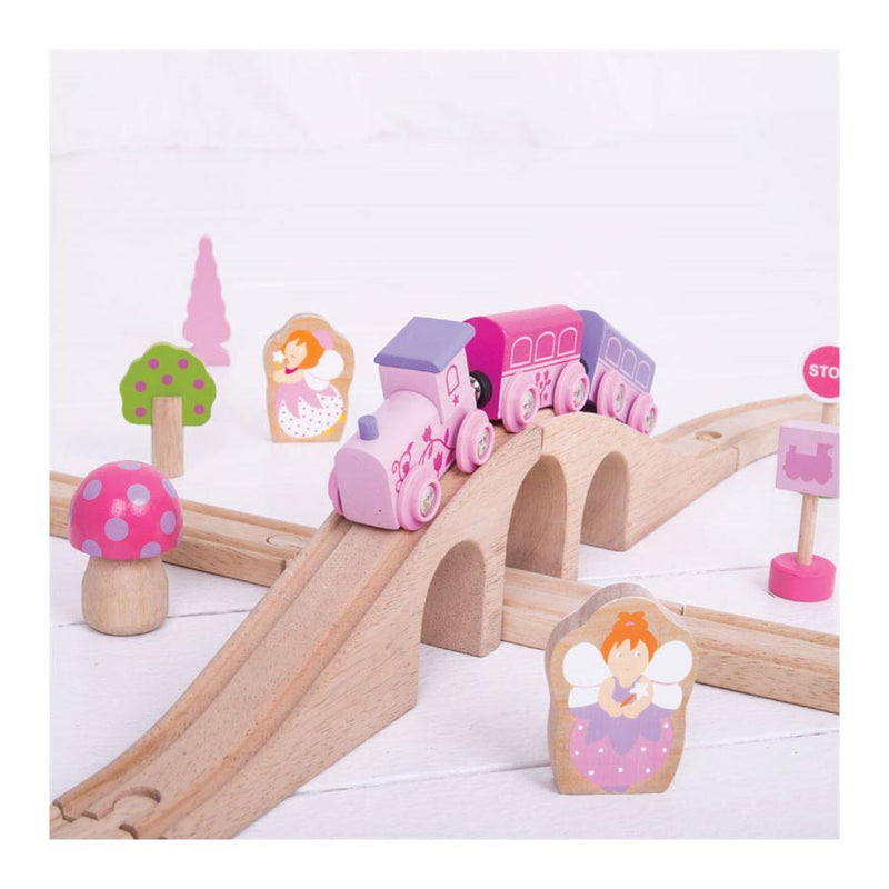 Load image into Gallery viewer, Bigjigs houten treinset roze 40-delig
