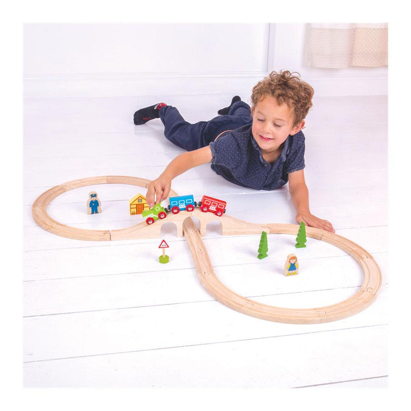 Load image into Gallery viewer, Bigjigs houten treinbaan - - 8-vormig - 26-delig
