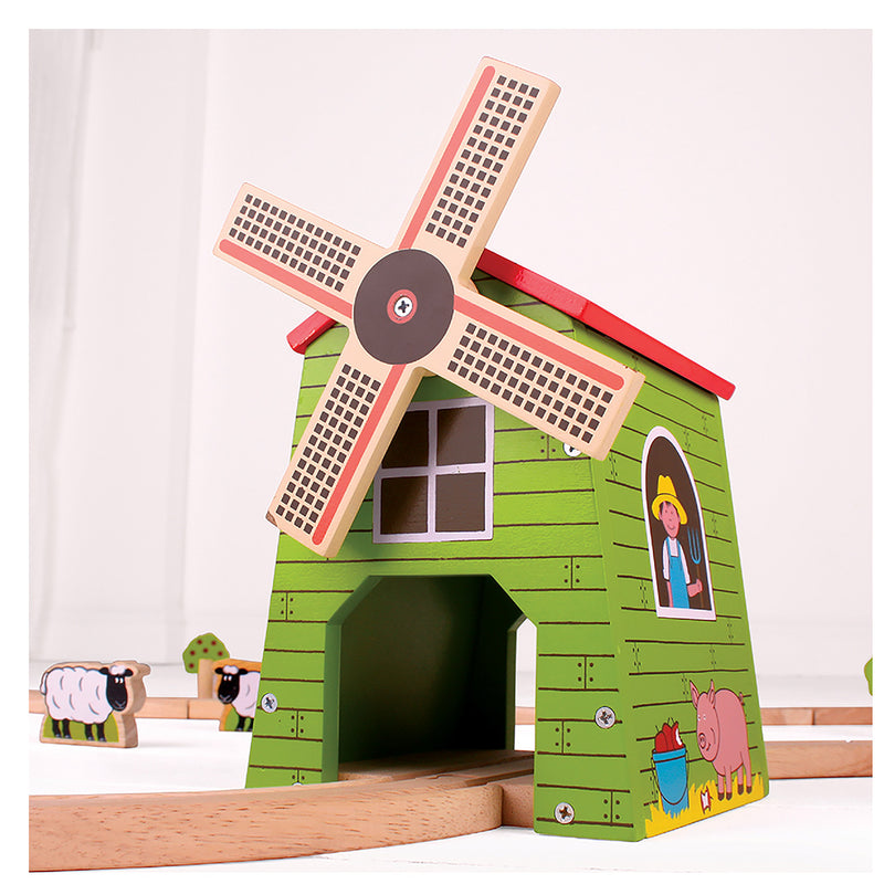 Load image into Gallery viewer, Bigjigs houten treinbaan windmolen
