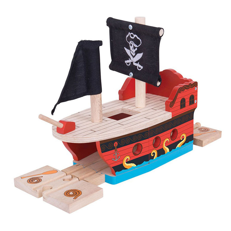Load image into Gallery viewer, Bigjigs houten rails - piratenschip

