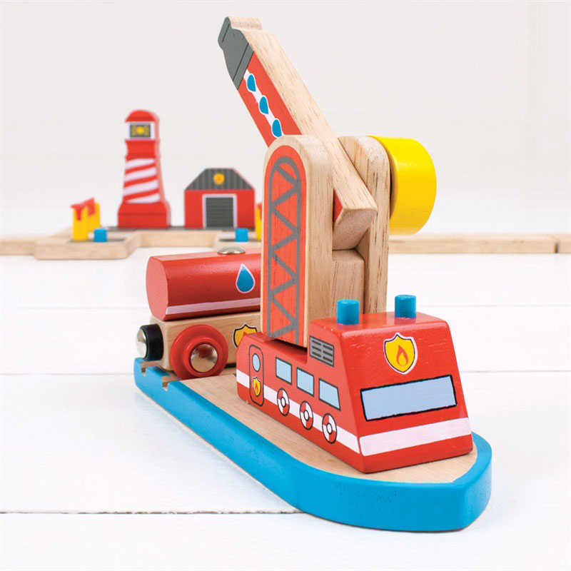 Load image into Gallery viewer, Bigjigs Houten Rails Brandweerhaven
