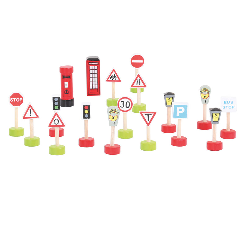 Load image into Gallery viewer, Bigjigs houten verkeersborden, 18st.
