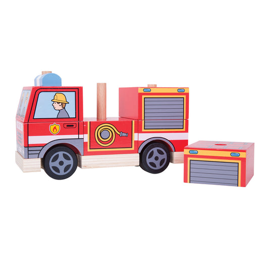 Bigjigs houten stapelspel brandweerwagen