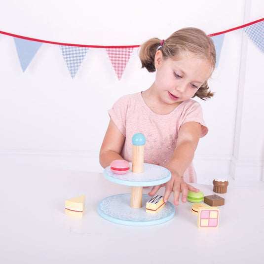 Bigjigs houten etagere met taartjes