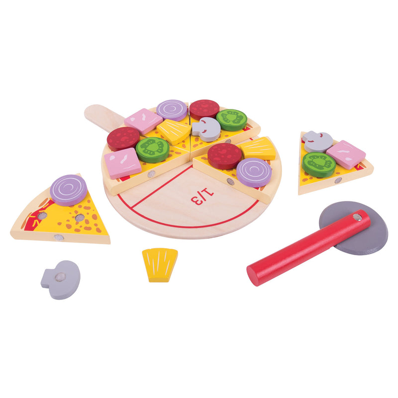 Load image into Gallery viewer, Bigjigs speelgoedeten - pizza snijden
