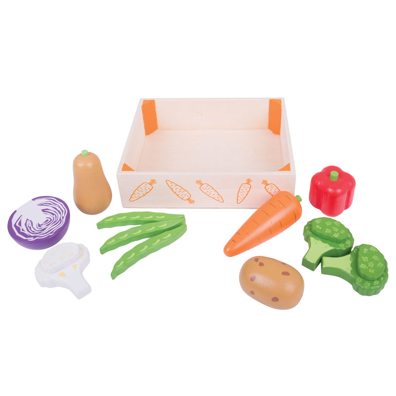 Load image into Gallery viewer, Bigjigs Houten Kistje met Groenten, 12 dlg.
