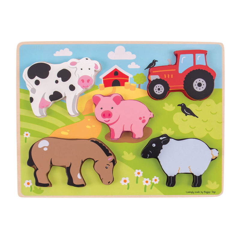 Load image into Gallery viewer, Bigjigs houten puzzel boerderij, 5dlg.

